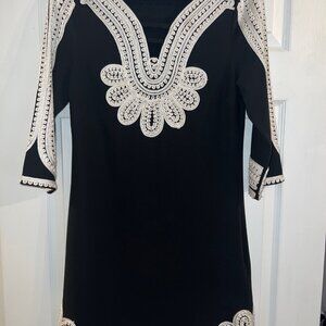 Kanvas Stunning Black Chloe Dress with Lace Embroidery-Size Small